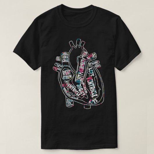 Anatomisch harthart Verharding Delen van hartkaart T-shirt (Design voorkant)