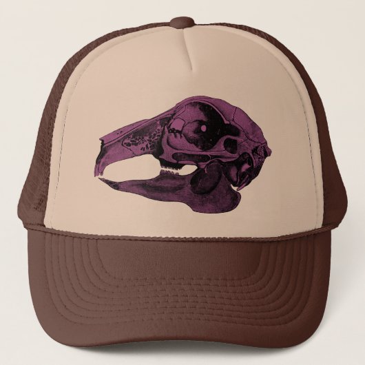 Anatomisch konijn Skull Paars Trucker Pet (Voorkant)