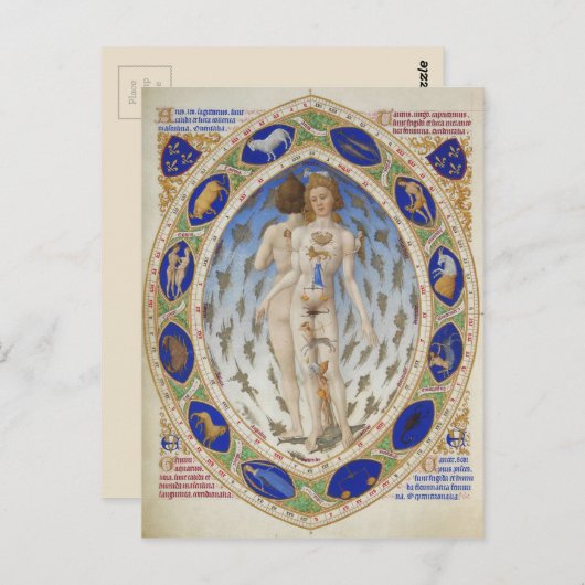 Anatomisch Man in Très Riches Heures van Duke Berr Briefkaart (Voorkant / Achterkant)