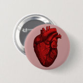Anatomisch menselijk hart ronde button 5,7 cm (Voorkant /achterkant)
