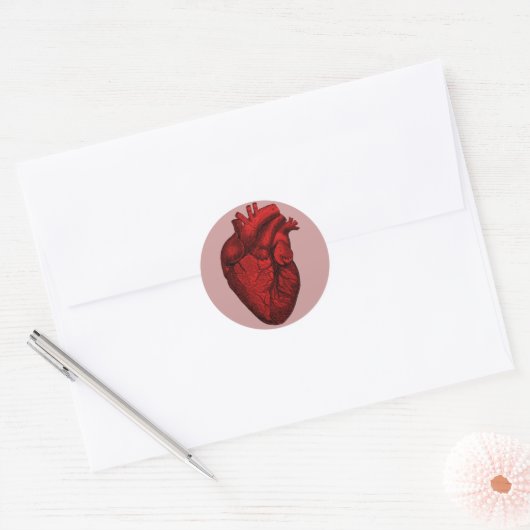 Anatomisch menselijk hart ronde sticker (Envelop)