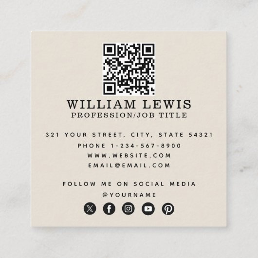 anatomische biologie Art QR Code Social Media Vierkante Visitekaartje (Achterkant)