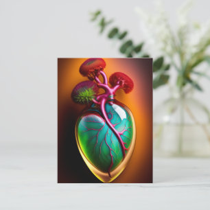 Anatomische glazen hart digitale kunst ansichtkaar briefkaart