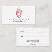 Anatomische hardiologie of cardioloog afsprakenkaartje (Voorkant / Achterkant)