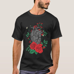 Anatomische hart en bloemen Mannen vrouwen cardiol T-shirt