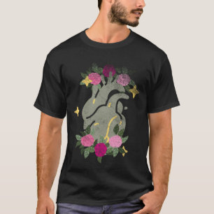 Anatomische hart en bloemen Mannen vrouwen cardiol T-shirt