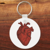 Anatomische Hart Kunst Sleutelhanger – Vintage Rod (Voorkant)