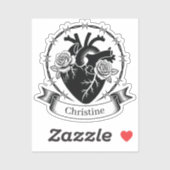 Anatomische Hart Tattoo: Zwart en Wit Ontwerp Sticker (Vel)