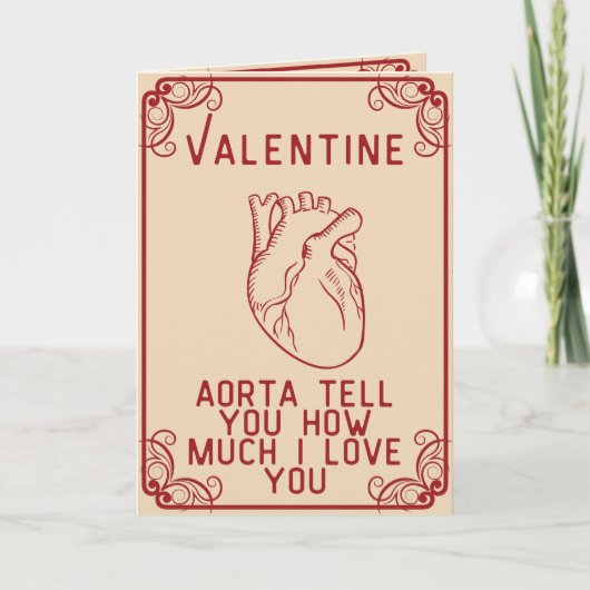 Anatomische Hart Valentijn Grappig Vintage Stijl Kaart (Voorkant)