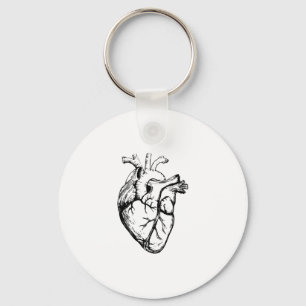 Anatomische Hart Vintage Lijn Kunst Sleutelhanger