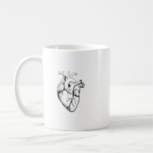 Anatomische Hart Vintage Lijnkunst Koffiemok
