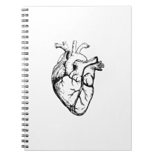 Anatomische Hart Vintage Lijnkunst Notitieboek