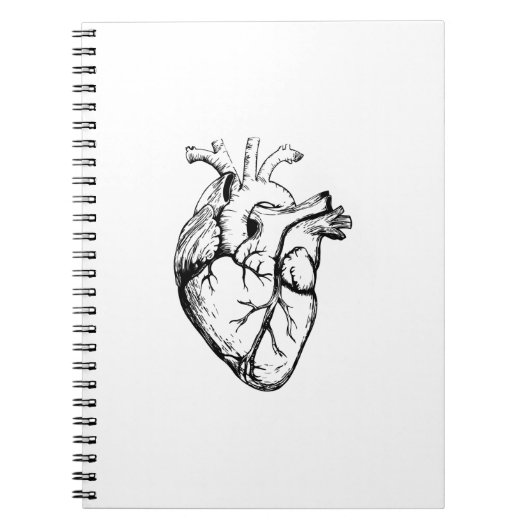 Anatomische Hart Vintage Lijnkunst Notitieboek (Voorkant)