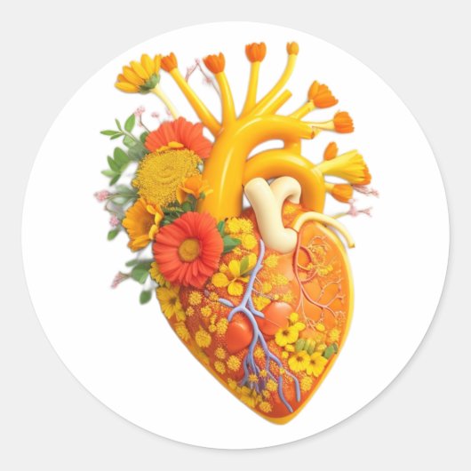 Anatomische hartbloemen ronde sticker (Voorkant)