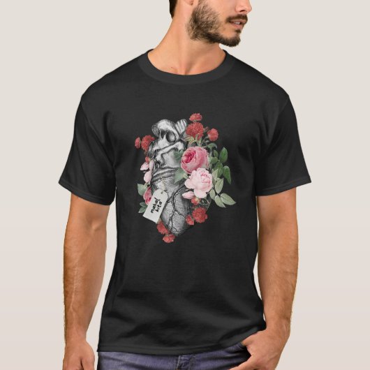 Anatomische hartorganen en bloemen met Mahal Kita T-shirt (Voorkant)
