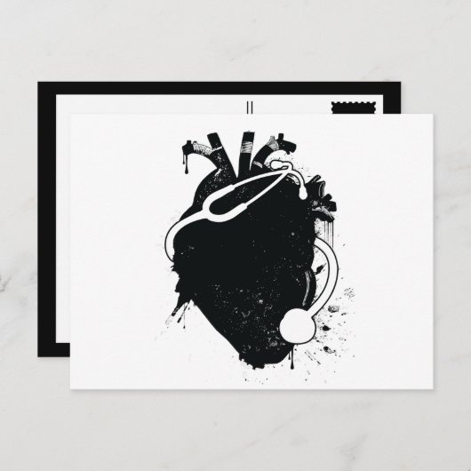 anatomische hartstethoscoop briefkaart (Voorkant / Achterkant)