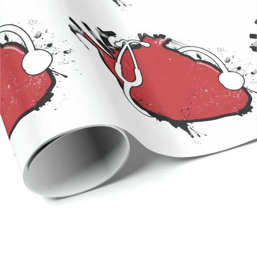 anatomische hartstethoscoop cadeaupapier (Rol Hoek)