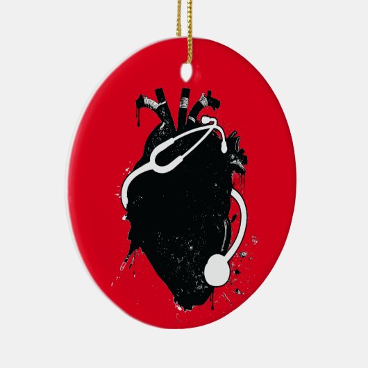 anatomische hartstethoscoop keramisch ornament (Rechts)