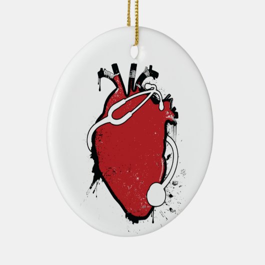 anatomische hartstethoscoop keramisch ornament (Rechts)