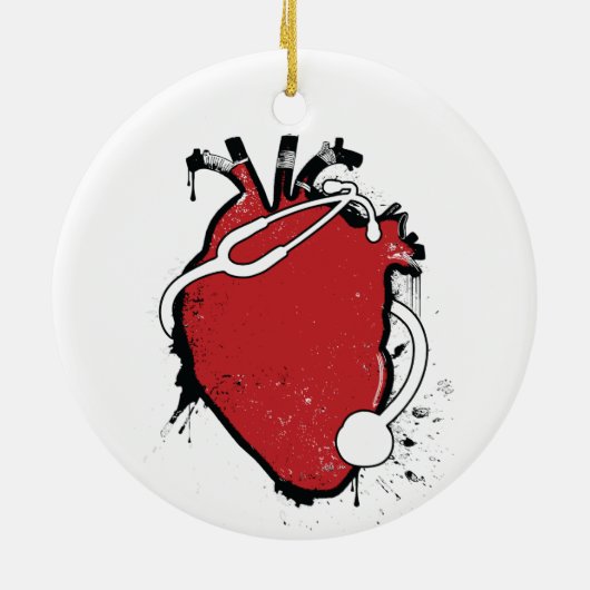 anatomische hartstethoscoop keramisch ornament (Achterkant)