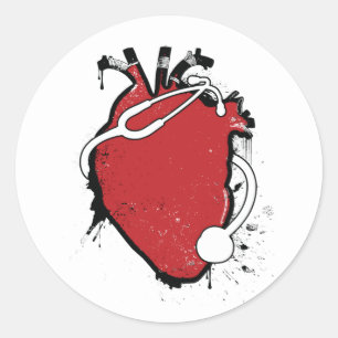 anatomische hartstethoscoop ronde sticker