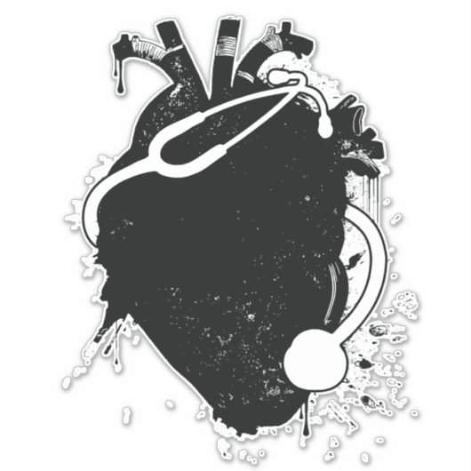 anatomische hartstethoscoop sticker (Voorkant)
