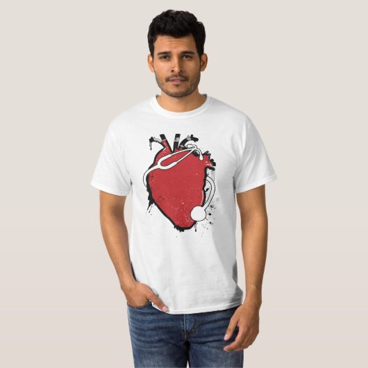 anatomische hartstethoscoop t-shirt (Voorkant volledig)
