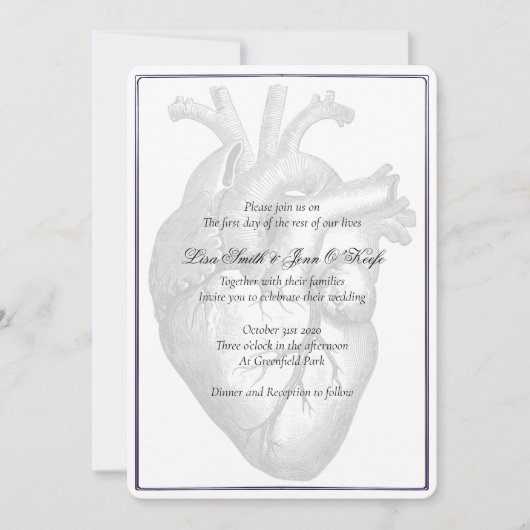 Anatomische heart Gothic Wedding Invitations Kaart (Voorkant)