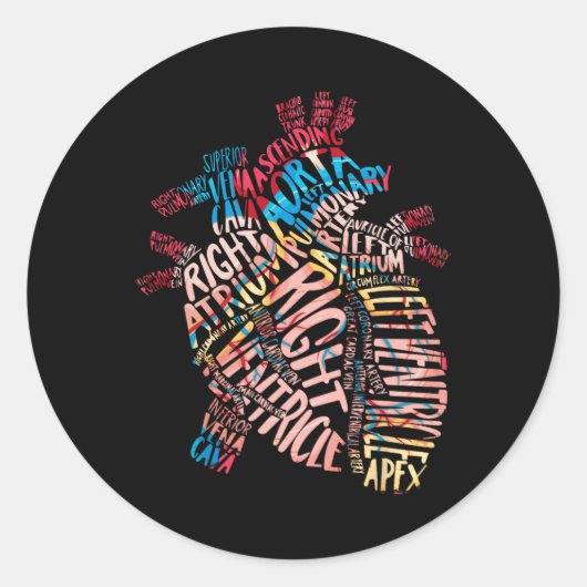Anatomische humane hartcardiologie ronde sticker (Voorkant)