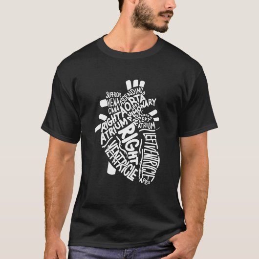 Anatomische humane hartcardiologie t-shirt (Voorkant)