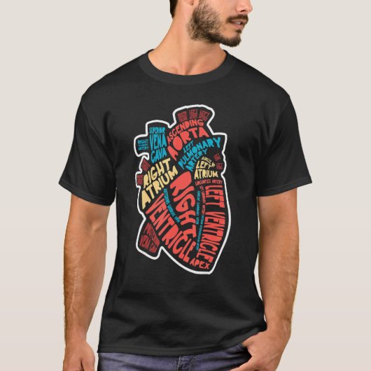 Anatomische humane hartcardiologie t-shirt (Voorkant)