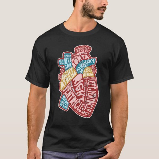 Anatomische humane hartcardiologie t-shirt (Voorkant)