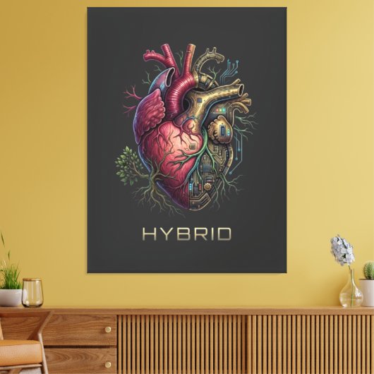 Anatomische Hybride Hart Moederbord Circuit Canvas Afdruk (Insitu (Woonkamer))