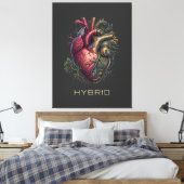 Anatomische Hybride Hart Moederbord Circuit Canvas Afdruk (Insitu (Slaapkamer))