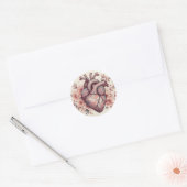 Anatomische liefde: een bloeiend menselijk hart ronde sticker (Envelop)