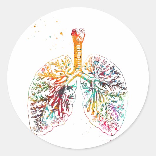 Anatomische longen ronde sticker (Voorkant)