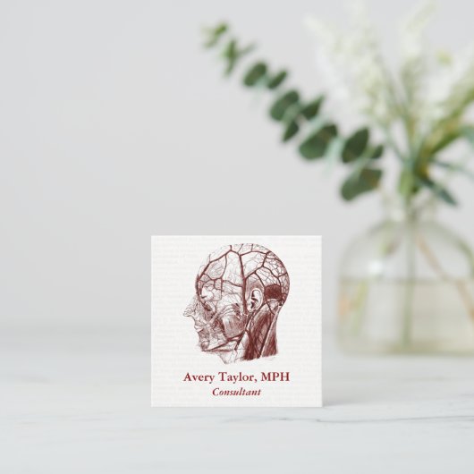  anatomische QR-code Humaan hoofd V2 Vierkante Visitekaartje (Staand voorkant)