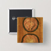 Anatomische tekening van het menselijk brein vierkante button 5,1 cm (Voorkant /achterkant)