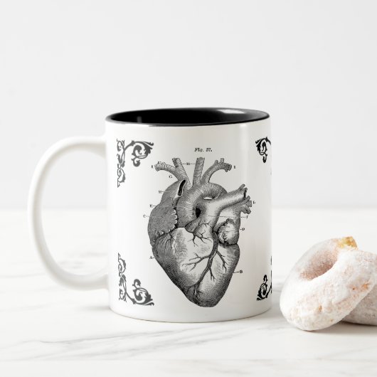 Anatomische Vintage kunst Decoratieve koffie Mok (Met donut)
