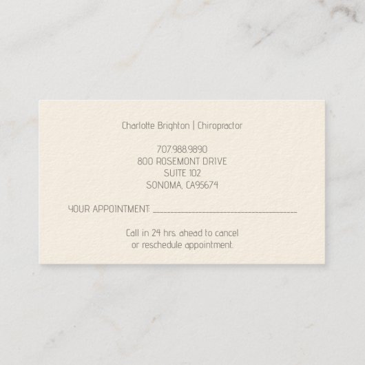 Anatomische wervelkolom Chiropractor benoeming en Visitekaartje (Achterkant)