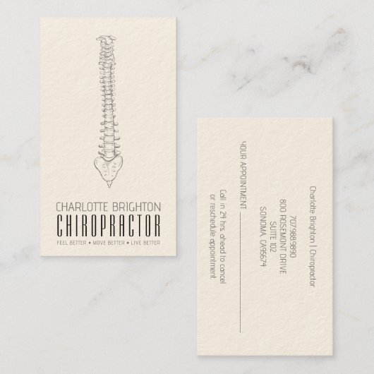 Anatomische wervelkolom Chiropractor benoeming en Visitekaartje (Voorkant / Achterkant)
