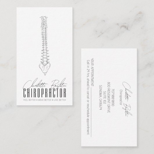 Anatomische wervelkolom Chiropractor benoeming en Visitekaartje (Voorkant / Achterkant)