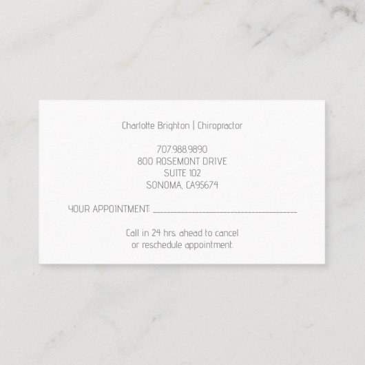 Anatomische wervelkolom Chiropractor benoeming en Visitekaartje (Achterkant)