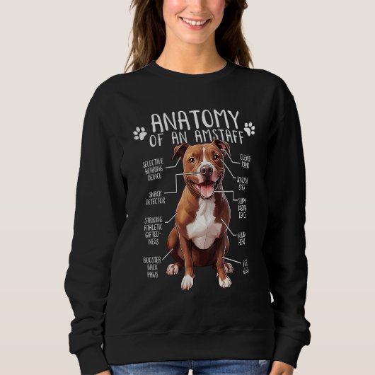 Anatomy American Staffordshire Terrier Dog Amstaff Trui (Voorkant)