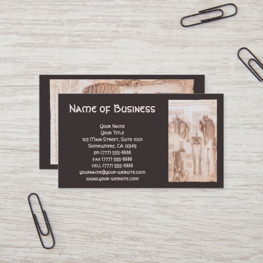 Anatomy Drawings Human Skeletons Leonardo da Vinci Visitekaartje (Voorkant / Achterkant in situ)