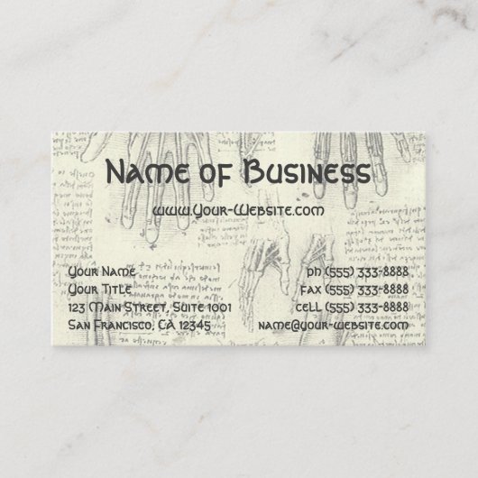 Anatomy Human Larynx en been van Leonardo da Vinci Visitekaartje (Voorkant)