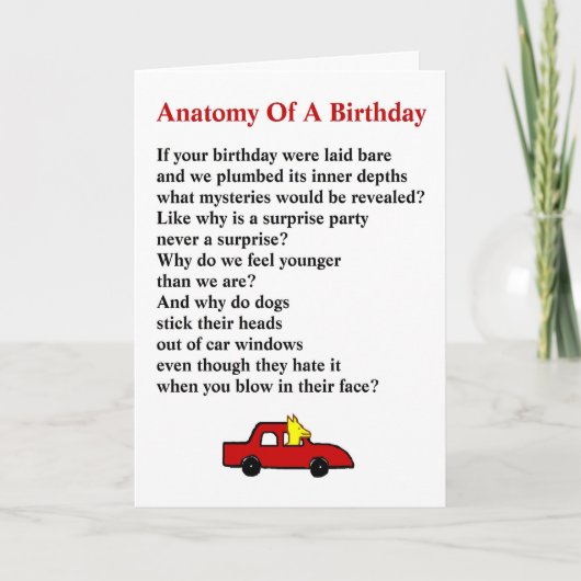 Anatomy of a Birthday - a quirky birthday poem Kaart (Voorkant)