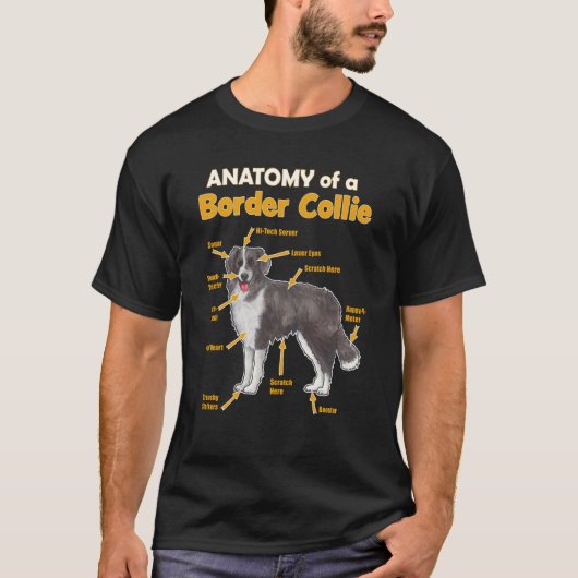 Anatomy of a border collie graphic for him and her t-shirt (Voorkant)
