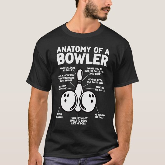 Anatomy of a Bowler  Bowling Father's Day Dad Men T-shirt (Voorkant)
