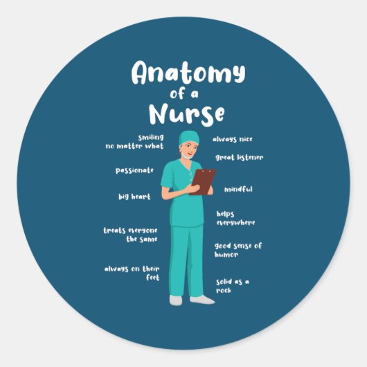 Anatomy Of A Caregiver Funny Geriatric Nurse Ronde Sticker (Voorkant)